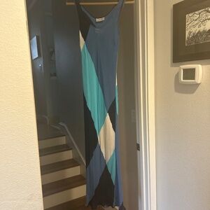 La Perla silk slip lined blue summer maxi dress